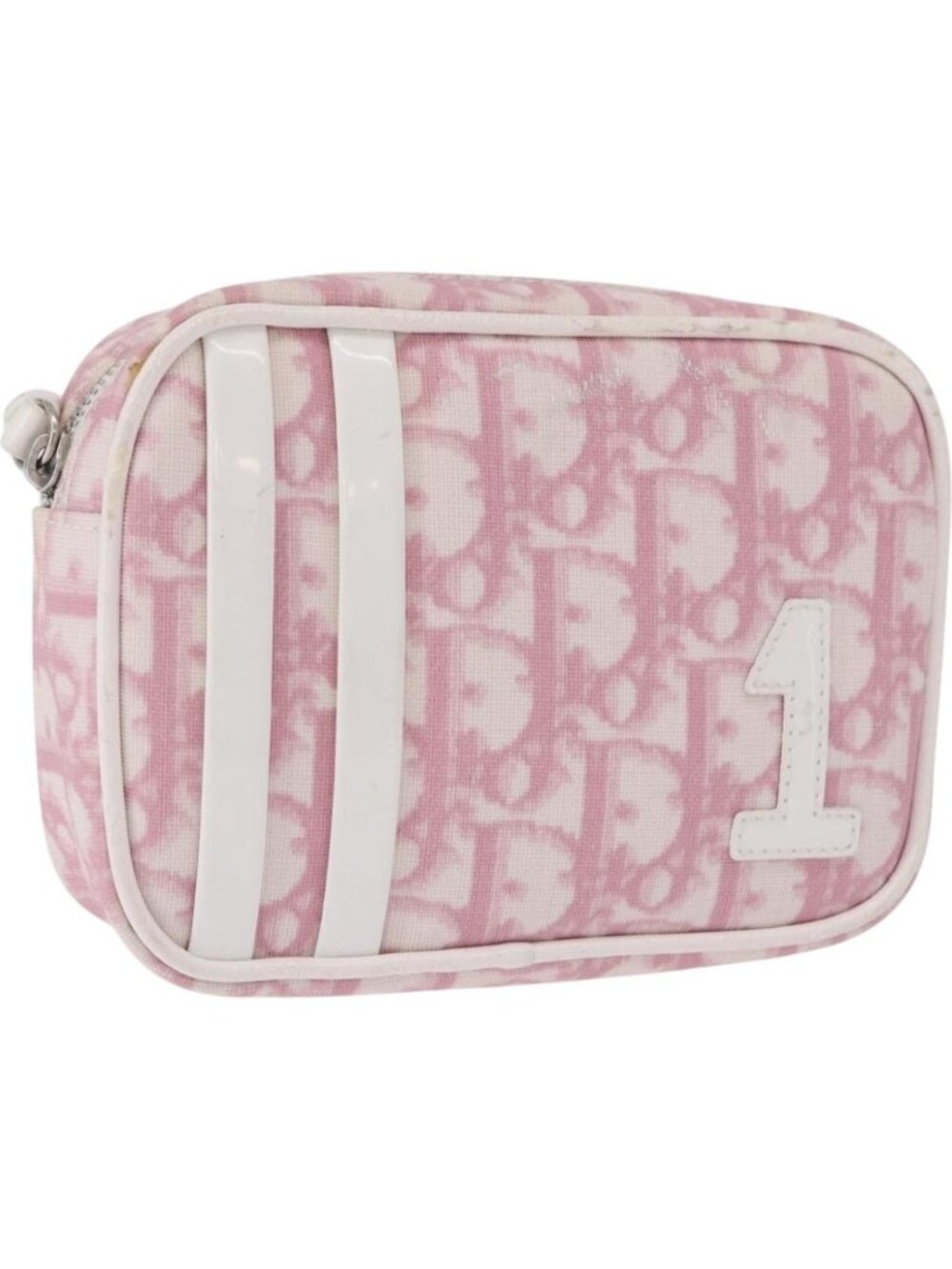 Christian Dior Trotter Canvas Pouch PVC Pink Silver